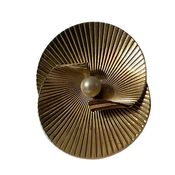 VTG Napier Sterling Layered Faux Pearl Earrings Gold Tone Atomic Modernist‎ MCM main image 8